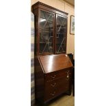 An Edwardian mahogany bureau bookcase W.89cm