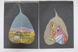 Two Chinese paintings on leaves for the Islamic market