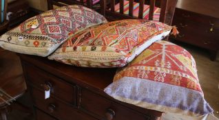 Three Turkish Kelim covered cushions