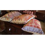 Three Turkish Kelim covered cushions