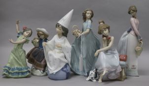 Six Lladro figures tallest 25cm