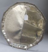 A large silver salver, crested, with shaped gadrooned rim, Sheffield 1907, Joseph Rodgers & Sons,