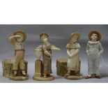 A collection of Royal Worcester 'Kate Greenaway' style figures of children by James Hadley,