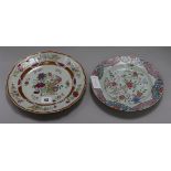 Two Chinese export famille rose plates, Qianlong period largest 25cm