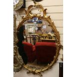 An oval carved giltwood oval wall mirror W.80cm