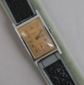 A gentleman's stainless steel Felsus Ancre rectangular manual wind wrist watch.