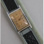 A gentleman's stainless steel Felsus Ancre rectangular manual wind wrist watch.