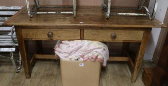 A Victorian stripped pine farmhouse kitchen table W.162cm