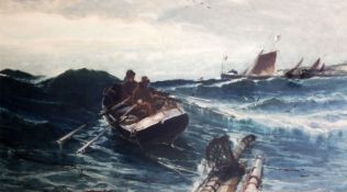 Edwin Ellis (1841-1895)watercolourTowing wreckage off the Yorkshire coastsigned39 x 72cm