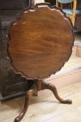 A Chippendale style mahogany pie crust topped tea table W.67cm