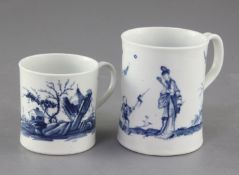 A Worcester Walk in the Garden pattern mug and a smaller Gazebo pattern mug, both painted in