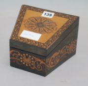 A 19th Century Tunbridgeware coromandel stationery box width 17cm height 12cm