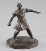 Alexander Proudfoot (1878-1957). A bronze figure 'The Bomber', signed, inscribed and dated France