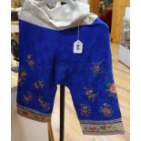 A pair of Chinese Peking knot and metal thread embroidered childs trousers