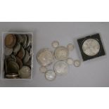 An 1889 crown, 5 other Victoria silver coins (worn), 3 George V silver 3d and sundry GB and