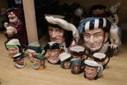 A collection of Royal Doulton character jugs, including eight large examples, Captain Bligh D6967 (