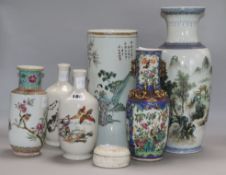 A group of vases tallest 35cm