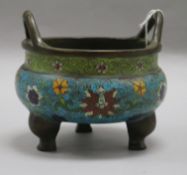 A Chinese circular cloisonne censer height 13cm