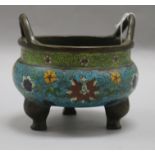 A Chinese circular cloisonne censer height 13cm