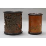 Two Chinese bamboo brushpots tallest 16cm