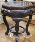 A Chinese rosewood octagonal stand W.40cm