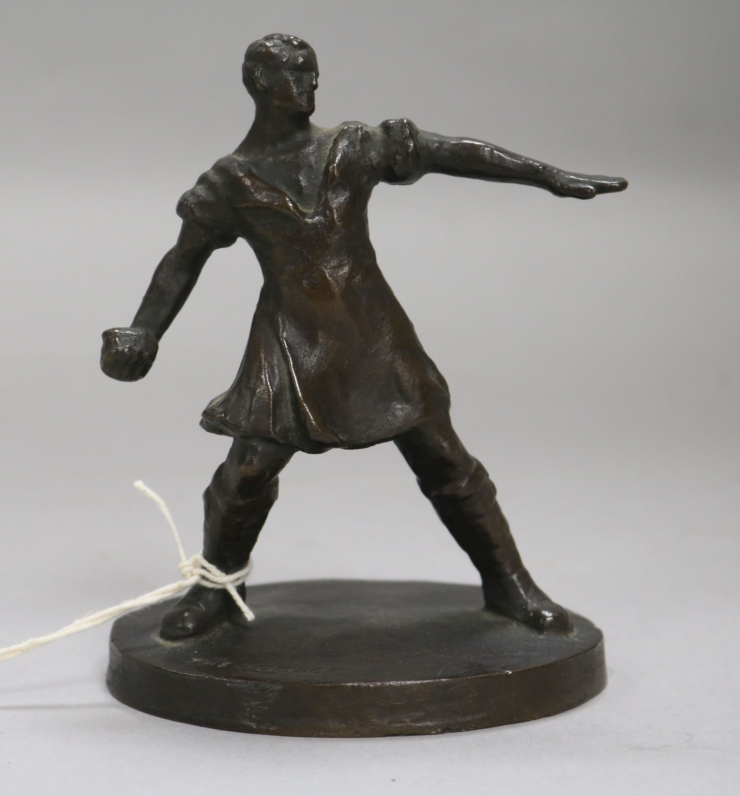 Alexander Proudfoot (1878-1957). A bronze figure 'The Bomber', signed, inscribed and dated France - Image 5 of 5