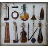 A set of Chinese hardstone models of instruments