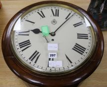 A Victorian mahogany circular dial eight day wall timepiece with later 'RAF' insignia diameter 46cm