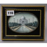 An ivory miniature of the Taj Majal width 19cm height 15cm incl. frame