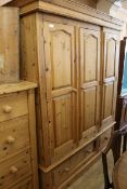 A pine triple wardrobe W.160cm