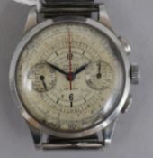 A gentleman's stainless steel Uweco chronograph manual wind wrist watch.