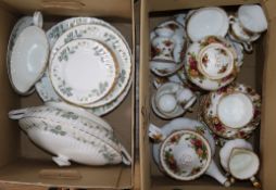 A Minton 'Greenwich' pattern part dinner service and a Royal Albert Country Rose part service
