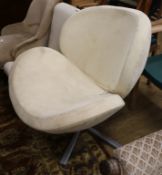 A 1960's suede and chrome chair