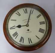 A late Victorian mahogany eight day wall clock by Josiah Day, Ludgate, London diameter 31cm