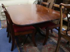 A Regency breakfast table and four Regency style mahogany dining chairs W.142cm