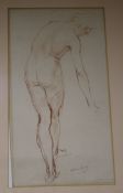 William Dring RA, RWS, red crayon, nude study, signed in pencil and dated '25, 43.5 x 23.5cm