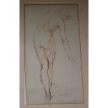 William Dring RA, RWS, red crayon, nude study, signed in pencil and dated '25, 43.5 x 23.5cm