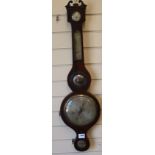 A Regency inlaid mahogany wheel barometer W.26cm