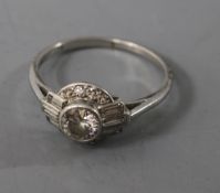 An Art Deco platinum and diamond ring