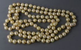 A single strand cultured pearl necklace, 114cm.