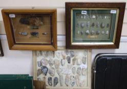 A framed display of 27 Neolithic - Bronze Age flints, Wykeham Forest, near Scarborough and three