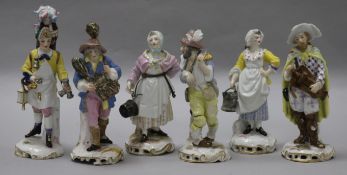 A set of six Continental porcelain figures
