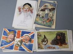 A collection of coloured and monochrome postcards including German and other WWI (44), Humour and