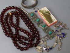 A group of silver and costume jewellery