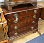 A late George III mahogany chest of four long graduated drawers W.83cm