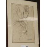 Dame Laura Knight, pencil, sketch of an acrobat, signed 36 x 25.5cm