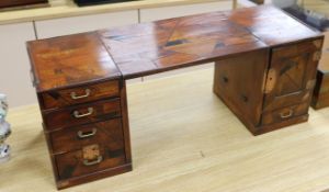 A 19th century Japanese parquetry inlaid table cabinet 69cm x 24cm deep x 27cm high