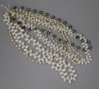 Four assorted cultured pearl necklaces including Tahitian and baroque.