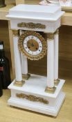 A white marble mantel clock width 27cm height 52cm