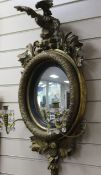 A gilt frame girandole mirror W.56cm approx.